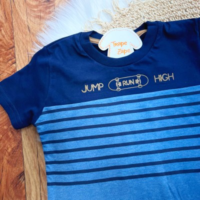 Conj. Camiseta Jump Run High e Bermuda - Marinho e Marrom